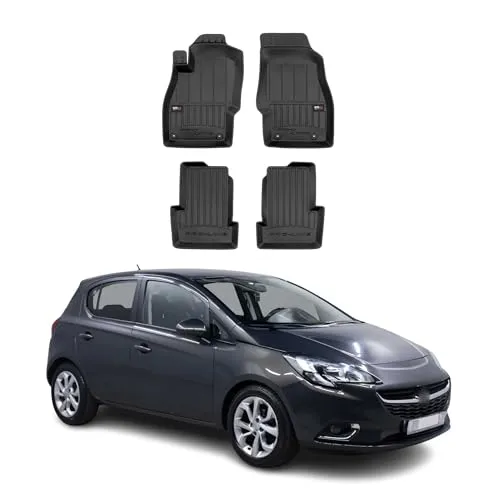 OMAC Auto-Fußmatten 2014-2019 Opel Corsa - Premium TPE Schwarz 4 tlg - Automatten aus hochwertigem TPE, geruchlos mit Vanilleduft, wasserdicht und umweltfreundlich – idealer Schutz für Ihren Opel Corsa bei jedem Wetter.