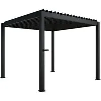 Juskys Lamellendach Tahiti 3x3 m - Elegante Stahl Pergola für Ihre Terrasse - Außenanbau mit dem stabilen Lamellendach Tahiti 3 x 3 m in Anthrazit. Genießen Sie flexible Terrassenüberdachung und stilvolles Design für Ihren Garten!