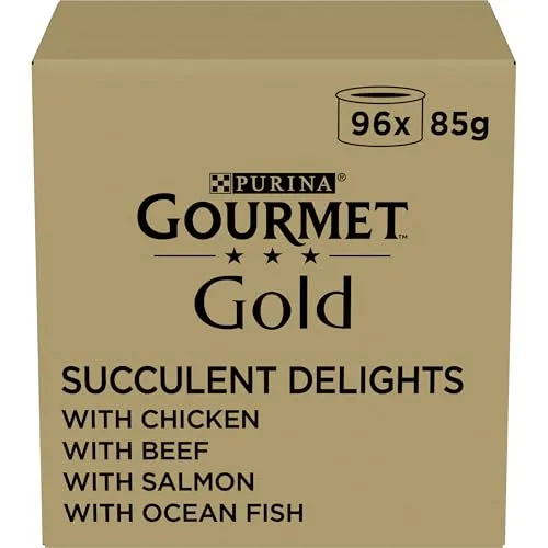Gourmet Gold Saftig feine Streifen Katzenfutter nass, Sorten Mix, 4er Pack (4 x 24 Dosen à 85g)