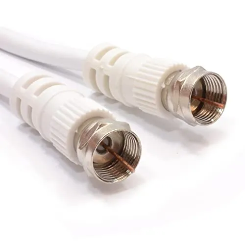 SAT F Anschluss Stecker Zum Stecker 75 Ohm RG59 Kabel Weiß Anschlusskabel 5 m [5 Meter/5m]