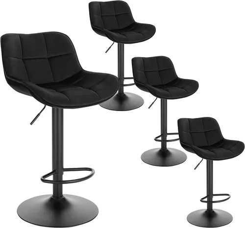 EUGAD Barhocker Set (4 St) - Elegante Barhocker mit verstellbarer Höhe und 360° Drehfunktion, ideal für Küchen und Büros, bieten optimalen Komfort durch gepolsterte Rückenlehne und Fußstütze.