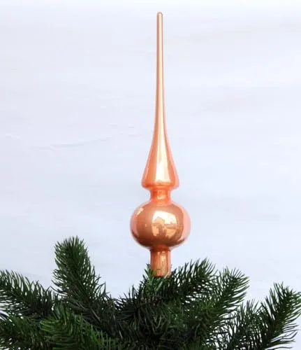 Kaemingk Christbaumspitze Echt Glas 26 x 6 cm Glanz oder Matt Weihnachtsbaum Spitze, Farbe:Rosa