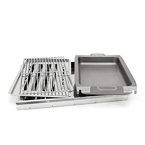 LAG Set aus kleinem Grillrost und Flammenabdeckung, Kleiner Stahlpfanne, Fettauffangwanne/Hitzeschutz für 3-flammige Gas-Grills/Bräter GSGTSTHS