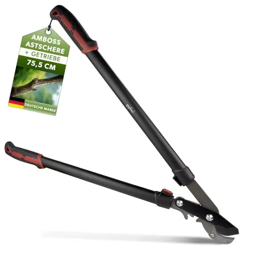 siwitec Amboss Getriebeastschere SG-22, Amboss Baumschere für frisches Holz bis zu Ø 40 mm, Astschere mit scharfer Klinge aus Kohlenstoffstahl, Länge: 75,5 cm, Baumschere, Gartenschere