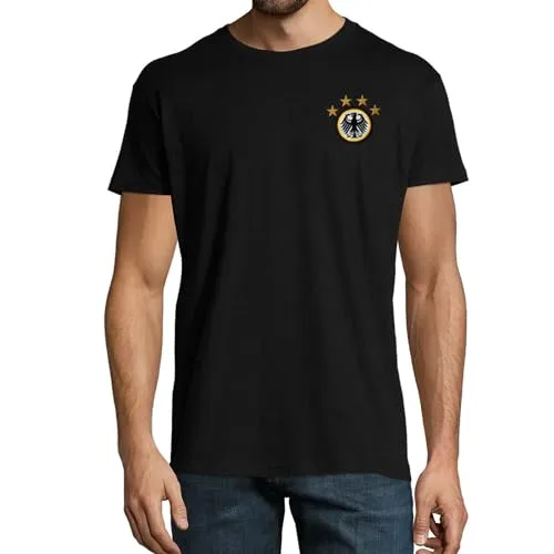 T-Shirt mit Deutschland Flagge Germany Shirt Fußball EM Deutsche Fahne | Tshirt mit Deutschland Logo Fussball Motiv | Größe L (DE/NL/SE/PL, Alphanumerisch, XXL, Regular, Regular)