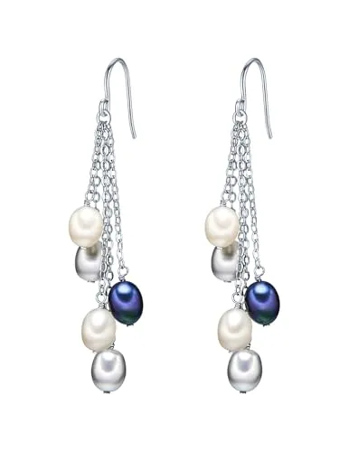 Valero Pearls Perlenohrringe aus Süßwasser-Zuchtperlen - Elegante Perlenohrringe aus hochglanzpoliertem Sterling Silber, ideal für besondere Anlässe oder den Alltag – ein zeitloses Schmuckstück.