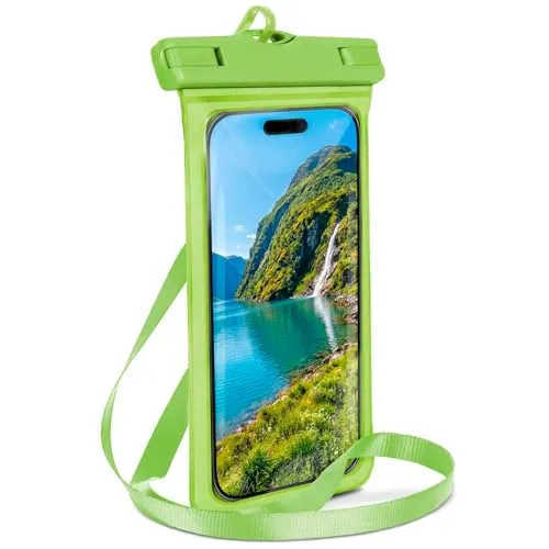 ONEFLOW Beach Bag für Samsung Galaxy A04s wasserdichte Hülle mit Touch und Kamera Fenster, Unterwasser Handyhülle zum Reisen, Schwimmen mit Armband und Band zum Umhängen, Grün