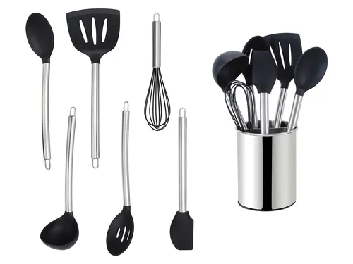 ECHTWERK Küchenhelfer Set (Silber, 7-teilig) - Küchenhelfer Set aus hochwertigem Edelstahl und strapazierfähigem Silikon, ideal für die moderne Küche und sorgt für eine stilvolle Zubereitung.