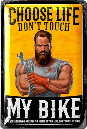 LANOLU Retro Blechschild MOTORRAD Deko, Geschenk für Biker, Motorrad Geschenke für Männer, Garage Deko, lustige Sprüche Schilder für die Werkstatt 20x30cm