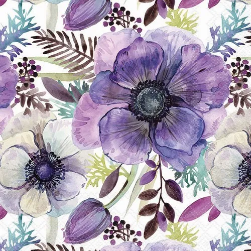 Servietten Purple Dream Lila Blumentraum Blumen Garten Natur Deko 33x33cm 20