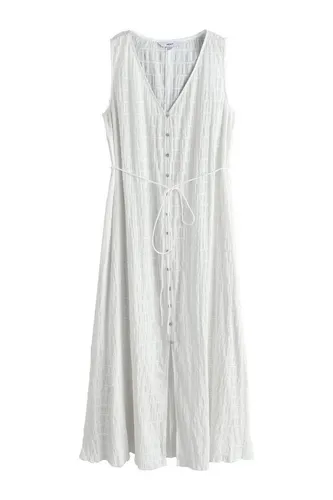Next Maxikleid Ärmelloses, geknöpftes Maxikleid mit Bindegürtel (1-tlg)