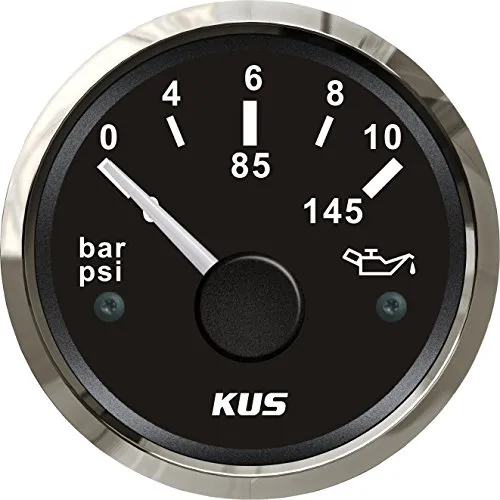 KUS Warranted Oil Kraftstoff Manometer Meter 0-10Bar 0-145PSI Mit Hintergrundbeleuchtung 12V / 24V 52MM (2