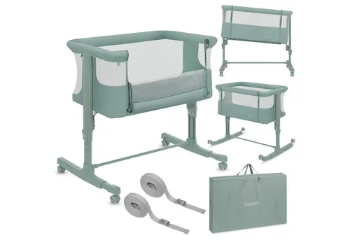 lionelo Baby-Reisebett AURORA, 3-in-1: Beistellbett, Babywiege, freistehendes Babybett