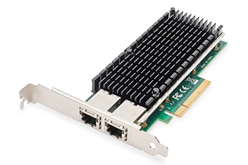 DIGITUS Netzwerkadapter PCIe - 10 Gigabit Ethernet x 2 - Netzwerkkarten mit hoher Geschwindigkeit, ideal für leistungsstarke Netzwerkanforderungen und schnelle Datenübertragungen.