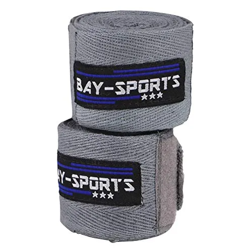 Bay 100% Baumwolle Boxbandagen 3 m unelastisch Nicht elastisch fest BW fest (grau)