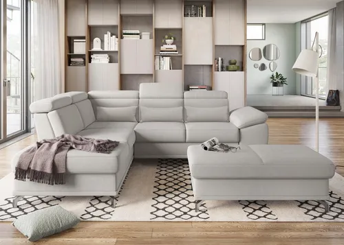 sit&more Ecksofa Cabrio L-Form, B: 274 cm, mit Sitztiefen-, Arm- & Kopfteilverstellung, 3 Nierenkissen, Federkern, optional Bettfunktion und Stauraum