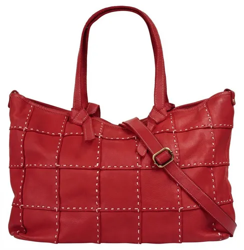 Shopper SAMANTHA LOOK - Damen Leder Shopper in Rot, Made in Italy - Elegante Handtasche aus echtem Leder mit großzügigem Hauptfach, ideal für Einkäufe oder den Arbeitsweg. Verstellbarer Schultergurt und praktische Fächer für Smartphone und Schlüssel.
