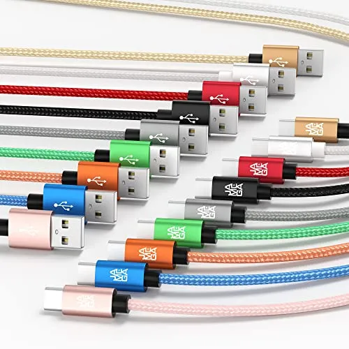 JAMEGA – 1m USB Typ C Kabel Weiß | 3A Nylon geflochten USB C Ladekabel & Datenkabel Fast Charge Snyc schnellladekabel kompatibel mit Samsung Galaxy S10/S9/S8+, Huawei P30/P20, uvm.