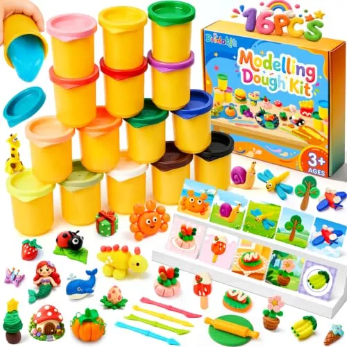 Farben Knete Set für Kinder ab 3 Jahren, Ungiftig & Weich (50g/Dosen) | 5 Knete Zubehör, 10 Kreativkarten, Wiederverwendbar, Fördert Kreativität & Feinmotorik, Geschenk für Jungen und Mädchen 16