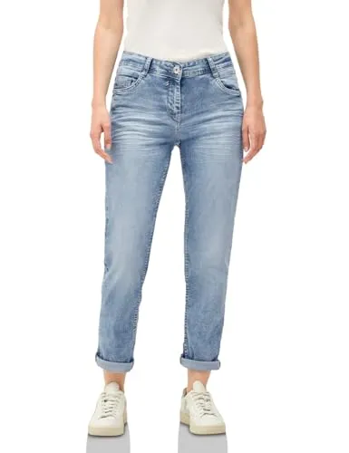 CECIL Damen B379407 Jeans mit Turn-Up Detail, Light Blue Wash, 27W / 28L - Stylische Jeans im Casual Fit mit Turn-Up Detail und bequemen Mid Waist, ideal für lässige Outfits und optimalen Tragekomfort dank Stretchanteil.