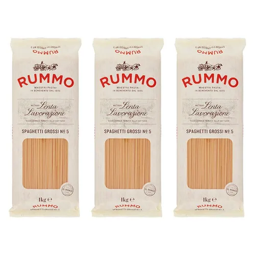 3x Rummo Spaghetti Grossi N°5 Pasta Hartweizengrieß Bronze-Zeichnung 1Kg