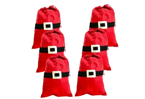 Annastore Gerätebox 6 x Geschenkbeutel wiederverwendbar 30 x 40 cm Geschenktaschen, Geschenkbeutel rot aus Stoff für Weihnachten