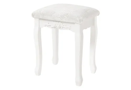 Woltu Sitzhocker – Weiß lackiert für Schminktisch - Sitzhocker aus MDF Holz, ideal für Schminktische, mit gepolsterter Sitzfläche und einer maximalen Belastbarkeit von 100 kg.