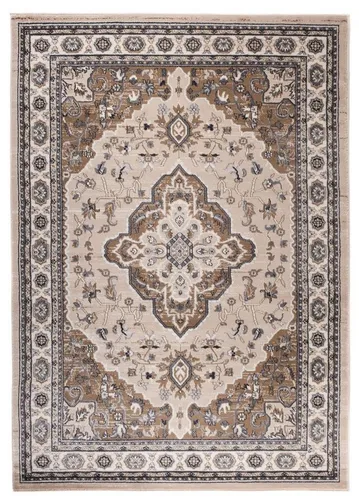 Mazovia Orientalischer Teppich - Eleganter Wohnzimmerteppich in Beige 120 x 170 cm - Hochwertiger orientalischer Teppich mit ÖKO-TEX Zertifizierung für ein angenehmes Wohnklima. Strapazierfähig und pflegeleicht, ideal für jedes Zimmer. Schützt den Boden und sorgt für Wärme und Komfort.