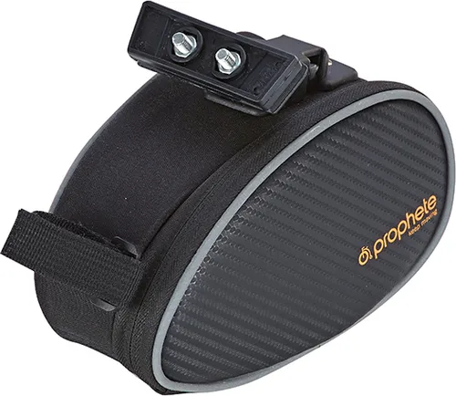 Prophete Fahrradtasche, Sattelpacktasche, 1,6 Liter Volumen, Montage unter dem Sattel, wasserabweisend, Breite 17 x Höhe 11 x Tiefe 10 cm, schwarz