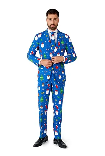 OppoSuits Weihnachtsanzug für Herren - Weihnachten Icons Outfit - Tailliertes Outfit - Festlichkeit Blau