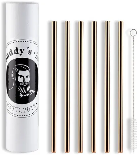 Buddy's Trinkhalme Buddy´s Bar, (Set, 7-tlg), wiederverwendbar, 6 Strohhalme + Reinigungsbürste, Kupfer-Look