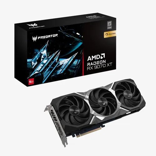 Radeon RX 9070 XT Predator Bifrost OC - 16GB GDDR6 RAM - Grafikkarte mit 16GB GDDR6 RAM, 2400 MHz Basis- und 3100 MHz Boost-Takt, ideal für Gaming und kreative Anwendungen, ausgestattet mit Acer Frostblade Kühler für leisen Betrieb.