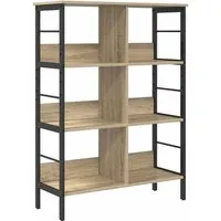 vidaXL Bücherregal Sonoma-Eiche 82 x 32 x 112 cm - Industrielles Bücherregal aus Holzwerkstoff und Stahl, ideal für Wohnzimmer und Heimbüros. Bietet viel Platz für Bücher und Deko, mit stabilem Design und einfacher Pflege.
