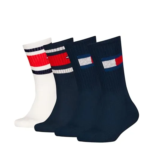Tommy Hilfiger Unisex Kinder Flag & Sport Stripe Classic Sock, Navy, 39-42 EU