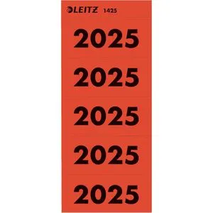 Inhaltsschild 2025 Leitz - selbstklebend, 100 Stück, rot, ideal für die Organisation von Gesellschaftsspielen