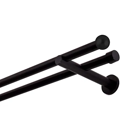 Gardinenstange schwarz 360 cm 2-läufig 19 mm aus Metall in schwarz von MDEKOR