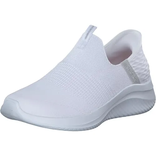 Skechers Damen Ultra Flex 3.0 Cozy Streak - Bequeme Sneaker in Weiß mit grauen Akzenten - Damen-Sneaker mit flexiblem Textil-Obermaterial für höchsten Tragekomfort und modernes Design, ideal für den Alltag.