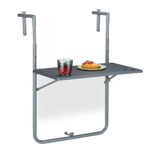 Höhenverstellbarer Balkonhängetisch - Camping-Möbel, klappbar und belastbar bis 30 kg, ideal für kleine Balkone und Terrassen.