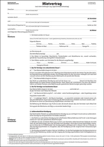 Sigel® MV466 Mietvertrag-, ehemals Einheitsmietvertrag - A4, 6 seitig
