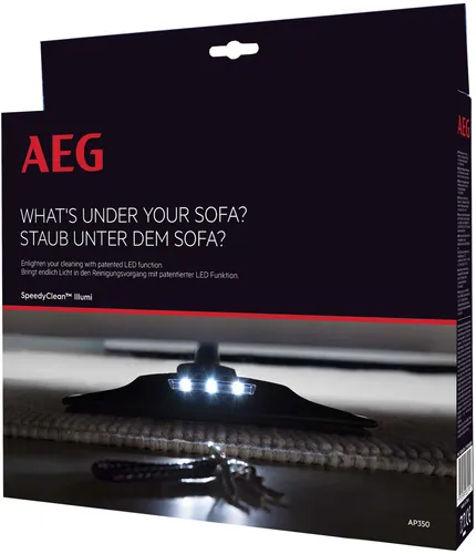 AP350 SpeedyClean Illumi Hartbodendüse - Schwarz - Staubsaugerbürsten & Düsen mit LED-Frontlichtern für optimale Sichtbarkeit, extrem flach und beweglich für müheloses Saugen unter Möbeln.