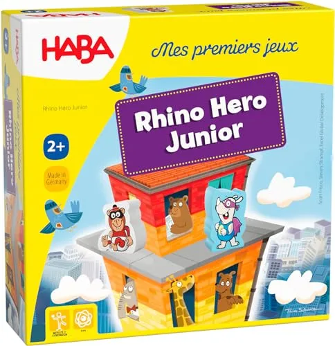 HABA - Meine ersten Spiele – Rhino Hero Junior – 305913 – Klassifikations- und Konstruktionsspiel – ab 2 Jahren