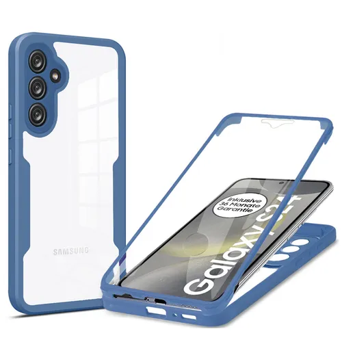 360° Grad Hülle für Samsung Galaxy S25 mit Integriertem Displayschutz Blau