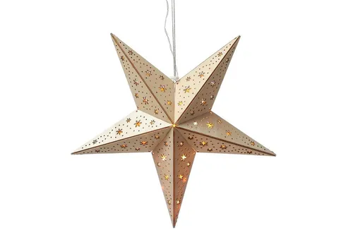 MARELIDA LED Holzstern Weihnachtsstern Leuchtstern 10LED Fensterdekoration beleuchtet Batteriebetrieb Timer 40cm (Schneeflockenmuster)