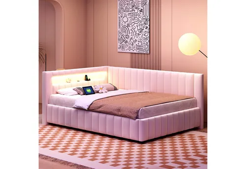 MODFU Polsterbett Schlafsofa 140x200cm & 90x190cm mit LED