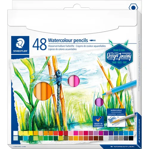STAEDTLER wasservermalbarer Buntstift 14610C C48 - Schreibutensilien - 48 leuchtende Farben für beeindruckende Aquarelleffekte und klassische Trockentechniken, Made in Germany und nachhaltig produziert.