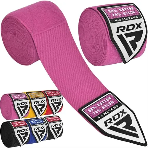 RDX Boxen Boxbandagen Wraps MMA Handschuhe Daumenschlaufe Innenhandschuhe Muay Thai,pink, Länge:4,5 Meter