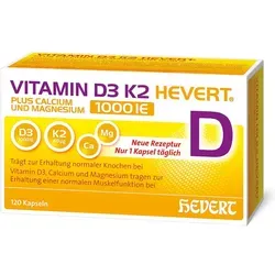 Vitamin D3 K2 Hevert + Calcium und Magnesium 1000 IE Kapseln