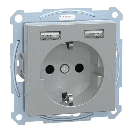 Merten MEG2366-0460 Steckdose mit USB Ladegerät Aluminium