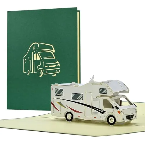 3D Klappkarte zum Geburtstag mit Wohnmobil/Wohnwagen
