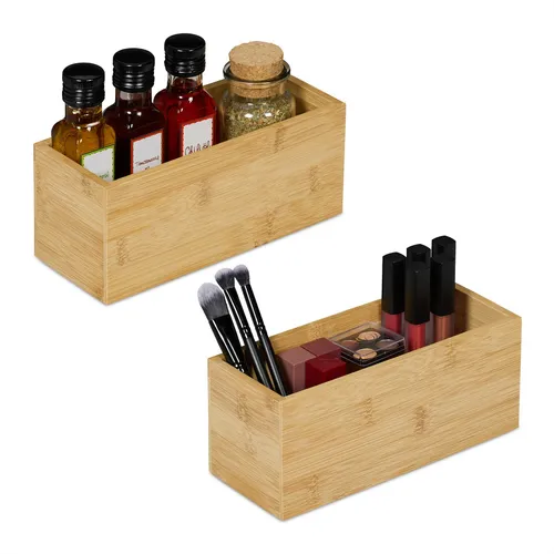 Aufbewahrungsbox Bambus Box Badezimmer Organizer Ordnungsbox Bambuskiste 2er Set